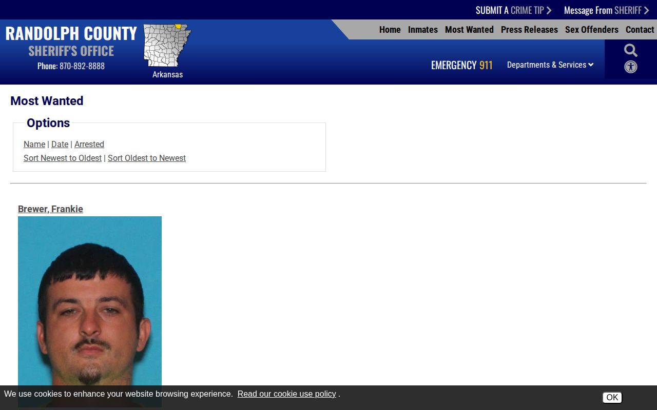 Randolph County most wanted record interface